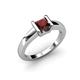 4 - Izna Princess Cut Red Garnet Solitaire Engagement Ring 
