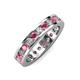 3 - Celina 3.00 mm Round Rhodolite Garnet and Diamond Eternity Band 