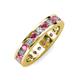 3 - Celina 3.00 mm Round Rhodolite Garnet and Diamond Eternity Band 