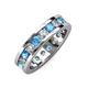 3 - Celina 3.40 mm Round Blue Topaz and Diamond Eternity Band 