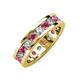 3 - Celina 3.40 mm Round Rhodolite Garnet and Diamond Eternity Band 