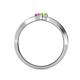 4 - Orane Pink Sapphire and Peridot with Side Diamonds Bypass Ring 