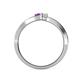 4 - Orane Amethyst and White Sapphire with Side Diamonds Bypass Ring 