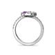 5 - Kevia White Sapphire and Amethyst with Side Diamonds Bypass Ring 