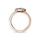 5 - Kevia London Blue Topaz and Pink Tourmaline with Side Diamonds Bypass Ring 