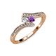 4 - Eleni Round Diamond and Amethyst with Side Diamonds Bypass Ring 