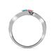 5 - Eleni London Blue Topaz and Pink Tourmaline with Side Diamonds Bypass Ring 