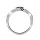 5 - Eleni Rhodolite Garnet and Emerald with Side Diamonds Bypass Ring 