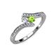 4 - Eleni Round Diamond and Peridot with Side Diamonds Bypass Ring 