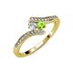 4 - Eleni Round Diamond and Peridot with Side Diamonds Bypass Ring 