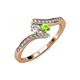 4 - Eleni Round Diamond and Peridot with Side Diamonds Bypass Ring 