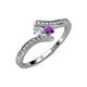 4 - Eleni Round Diamond and Amethyst with Side Diamonds Bypass Ring 