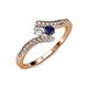 4 - Eleni Round Diamond and Blue Sapphire with Side Diamonds Bypass Ring 