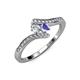 4 - Eleni Round Diamond and Tanzanite with Side Diamonds Bypass Ring 