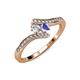 4 - Eleni Round Diamond and Tanzanite with Side Diamonds Bypass Ring 