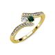 4 - Eleni Round Diamond and Emerald with Side Diamonds Bypass Ring 