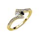 4 - Eleni Round Black and White Diamond with Side Diamonds Bypass Ring 