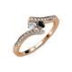 4 - Eleni Round Black and White Diamond with Side Diamonds Bypass Ring 