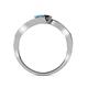 5 - Eleni London Blue Topaz and Black Diamond with Side Diamonds Bypass Ring 