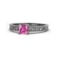 1 - Florian Classic 5.5 mm Princess Cut Lab Created Pink Sapphire Solitaire Engagement Ring 