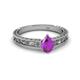 2 - Florie Classic 7x5 mm Pear Shape Amethyst Solitaire Engagement Ring 
