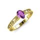 3 - Florie Classic 7x5 mm Pear Shape Amethyst Solitaire Engagement Ring 