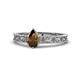 1 - Florie Classic 7x5 mm Pear Shape Smoky Quartz Solitaire Engagement Ring 
