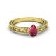 2 - Florie Classic 7x5 mm Pear Shape Rhodolite Garnet Solitaire Engagement Ring 