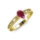 3 - Florie Classic 7x5 mm Pear Shape Rhodolite Garnet Solitaire Engagement Ring 