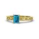 1 - Florie Classic 7x5 mm Emerald Cut London Blue Topaz Solitaire Engagement Ring 