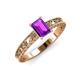 3 - Florie Classic 7x5 mm Emerald Cut Amethyst Solitaire Engagement Ring 