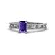 1 - Florie Classic 7x5 mm Emerald Cut Iolite Solitaire Engagement Ring 