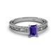 2 - Florie Classic 7x5 mm Emerald Cut Iolite Solitaire Engagement Ring 