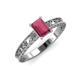 3 - Florie Classic 7x5 mm Emerald Cut Rhodolite Garnet Solitaire Engagement Ring 