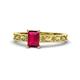 1 - Florie Classic 7x5 mm Emerald Cut Ruby Solitaire Engagement Ring 