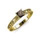 3 - Florie Classic 5.5 mm Princess Cut Smoky Quartz Solitaire Engagement Ring 