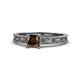 1 - Florie Classic 5.5 mm Princess Cut Smoky Quartz Solitaire Engagement Ring 