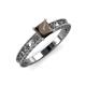 3 - Florie Classic 5.5 mm Princess Cut Smoky Quartz Solitaire Engagement Ring 