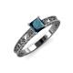 3 - Florie Classic 5.5 mm Princess Cut Blue Diamond Solitaire Engagement Ring 