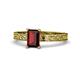 1 - Cael Classic 7x5 mm Emerald Shape Red Garnet Solitaire Engagement Ring 