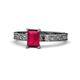 1 - Cael Classic 7x5 mm Emerald Shape Ruby Solitaire Engagement Ring 