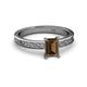 2 - Cael Classic 7x5 mm Emerald Shape Smoky Quartz Solitaire Engagement Ring 