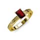 3 - Cael Classic 7x5 mm Emerald Shape Red Garnet Solitaire Engagement Ring 