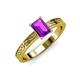 3 - Cael Classic 7x5 mm Emerald Shape Amethyst Solitaire Engagement Ring 