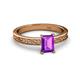 2 - Cael Classic 7x5 mm Emerald Shape Amethyst Solitaire Engagement Ring 