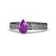 1 - Cael Classic 7x5 mm Pear Shape Amethyst Solitaire Engagement Ring 