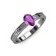 3 - Cael Classic 7x5 mm Pear Shape Amethyst Solitaire Engagement Ring 