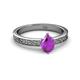 2 - Cael Classic 7x5 mm Pear Shape Amethyst Solitaire Engagement Ring 