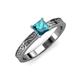 3 - Cael Classic 5.5 mm Princess Cut London Blue Topaz Solitaire Engagement Ring 