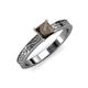 3 - Cael Classic 5.5 mm Princess Cut Smoky Quartz Solitaire Engagement Ring 